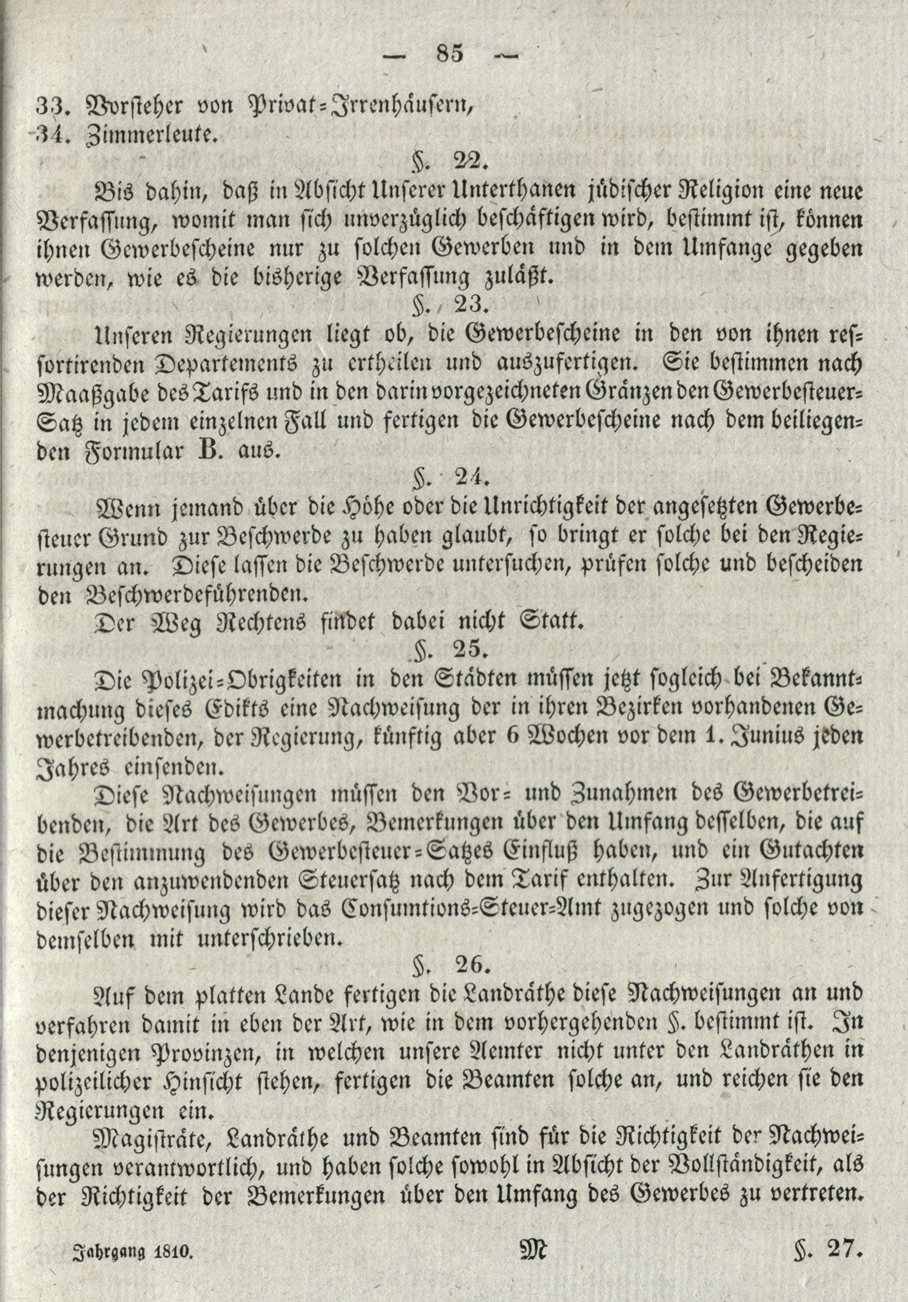 Gesetz-Sammlung für die Königlichen Preußischen Staaten, Berlin [1810], S. 85